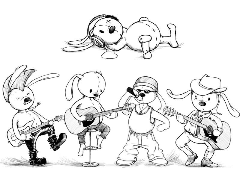 Sketchy musical Rabbit Illustrations